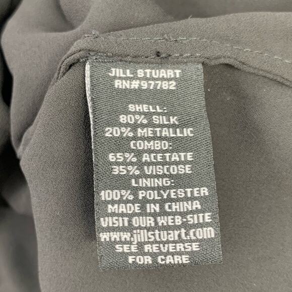 Jill Stuart Metallic Silk Flounce Long Sleeve Mini Dress Size 0 NEW - Picture 5 of 6